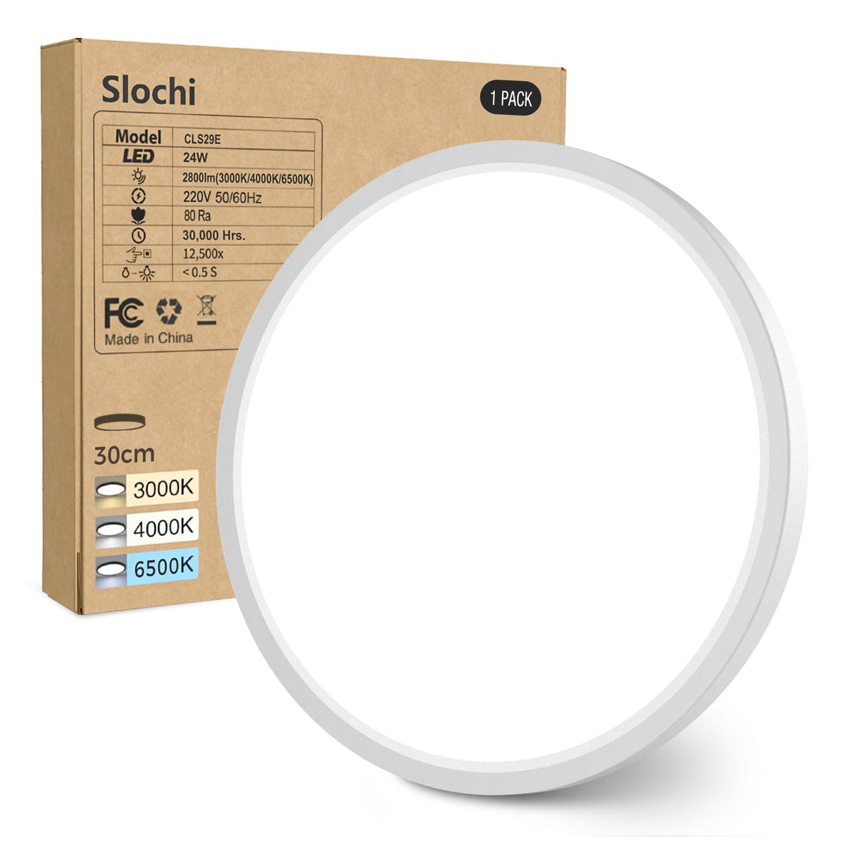slochi Bathroom Light, 3000K/4000K/6500K 3 Color Temperature, Waterproof, Round, Modern, Flush Ceiling Light for Bathroom, Kitchen, Bedroom, Hallway and MoreØ18CM(Gold)