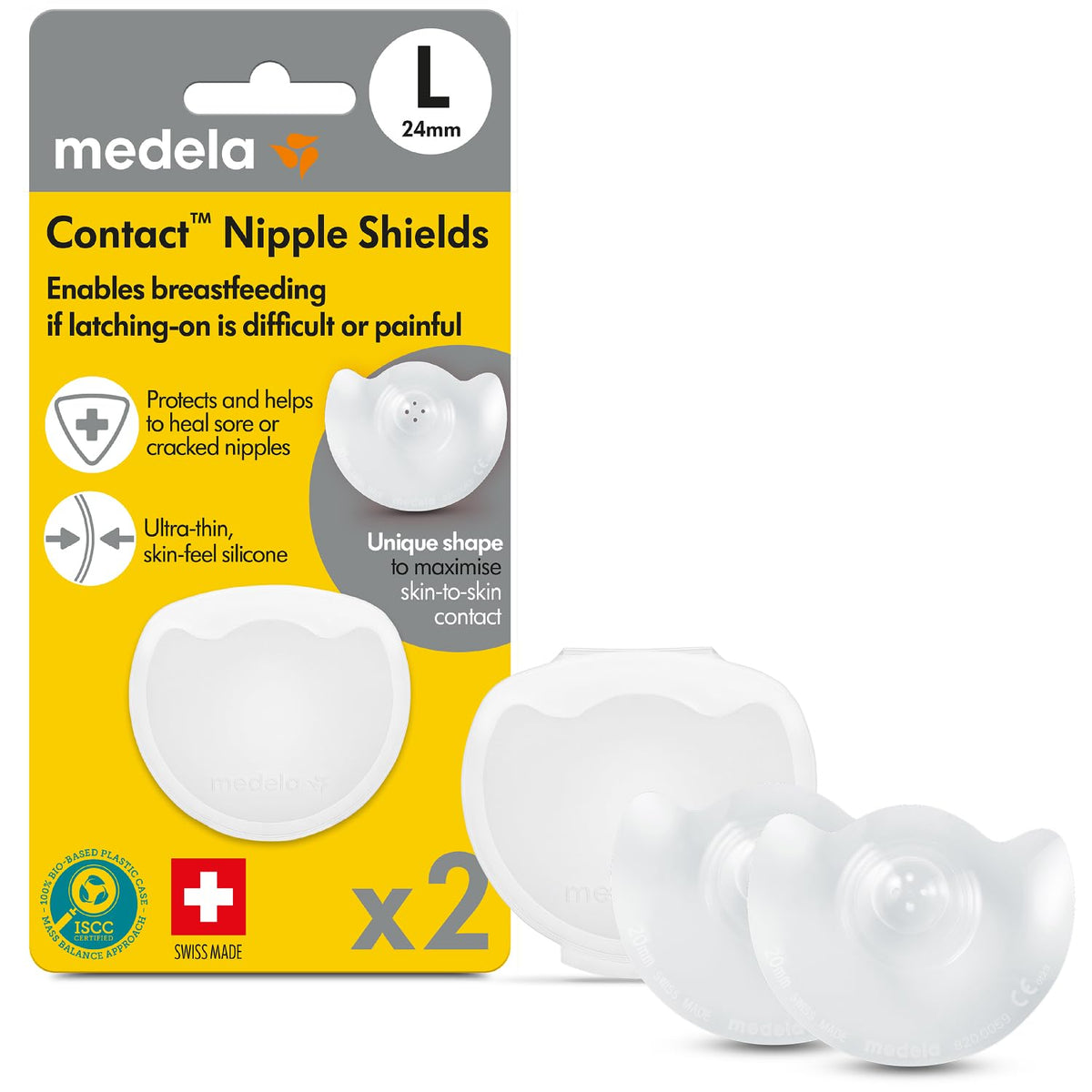 Medela Silicone Contact Nipple Shields, Soft Ultra-Thin Design, Made Without BPA, 1 Pack of 2 Shields (16 mm) and Case