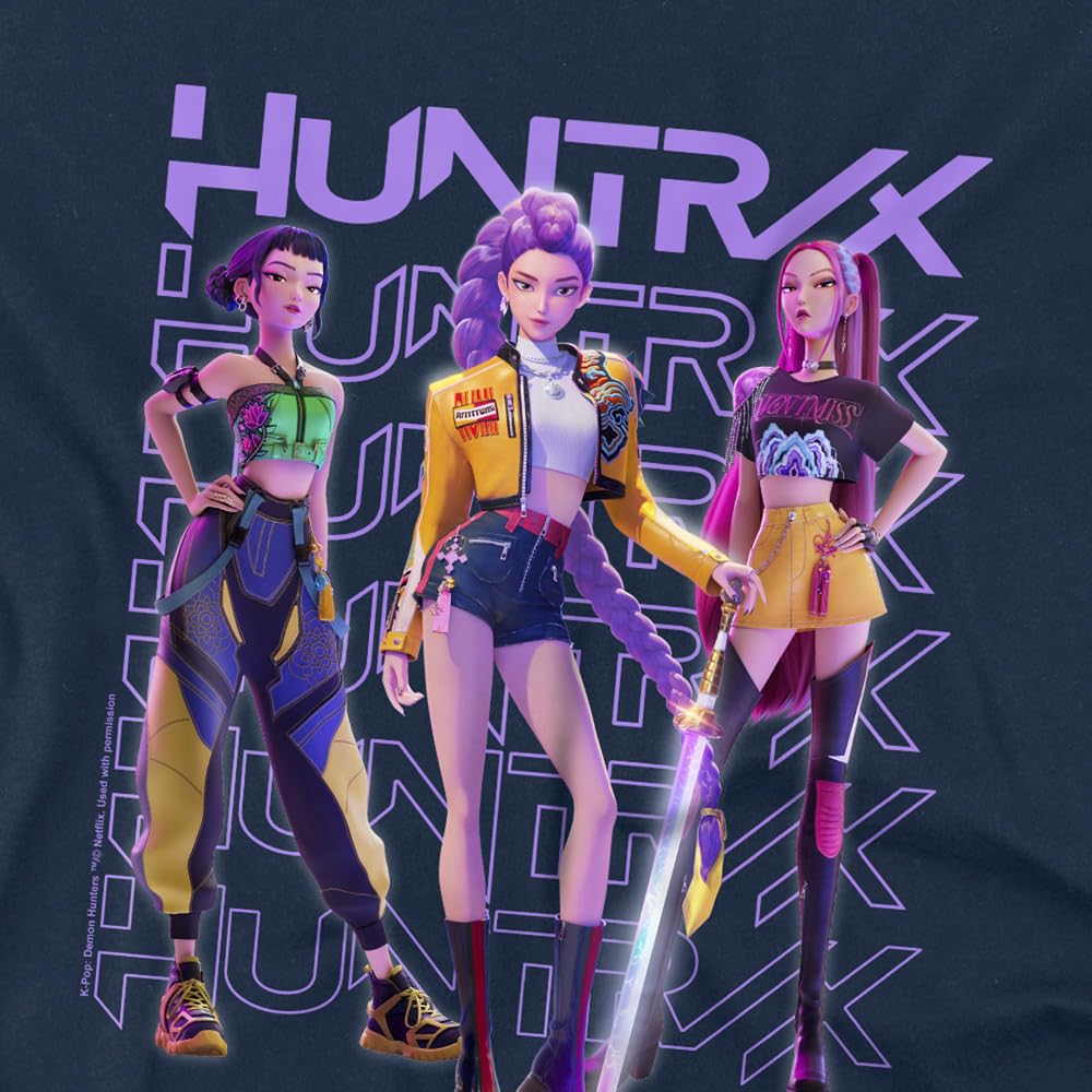 Kpop Demon Hunters Unisex Kids K-pop Demon Hunters - Huntrix Huntr/X Golden Trio Pose Kids T Shirt T-Shirt (Pack of 1)