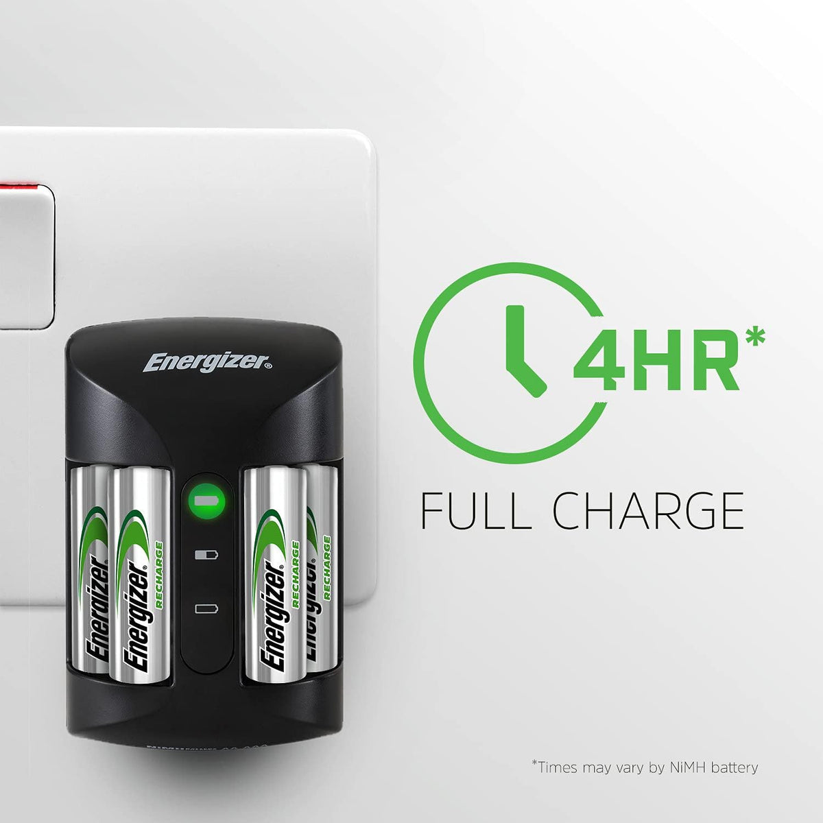 Energizer Recharge Pro Battery Charger + 4 AA Batteries Included 2000 mAh