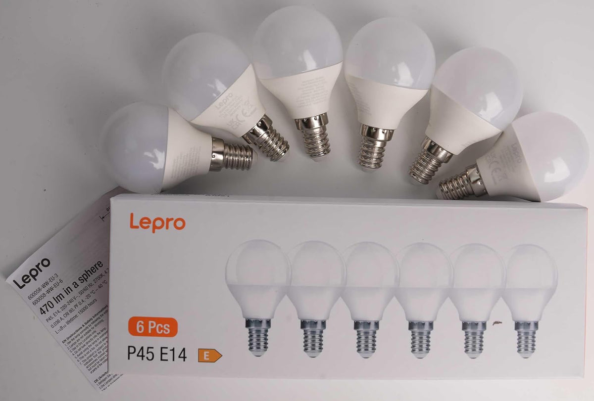 Lepro P45 E14 LED Light Bulb, Warm White 2700K, 4.2W=40W, 470LM, Pack of 6