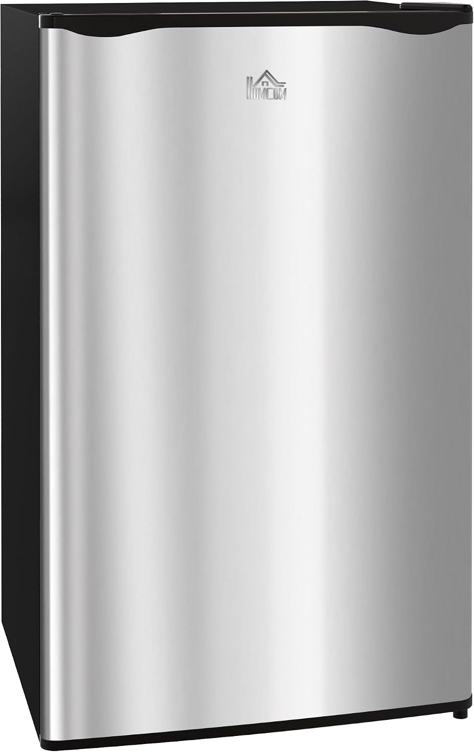 HOMCOM Under Counter Fridge 91L Small Fridge with Chiller Box Silver Tone
