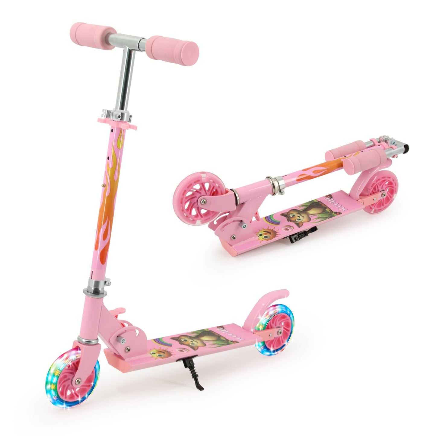 TENBOOM Kids Scooter with LED Light-Up Wheels — Adjustable Height, Aluminium Frame