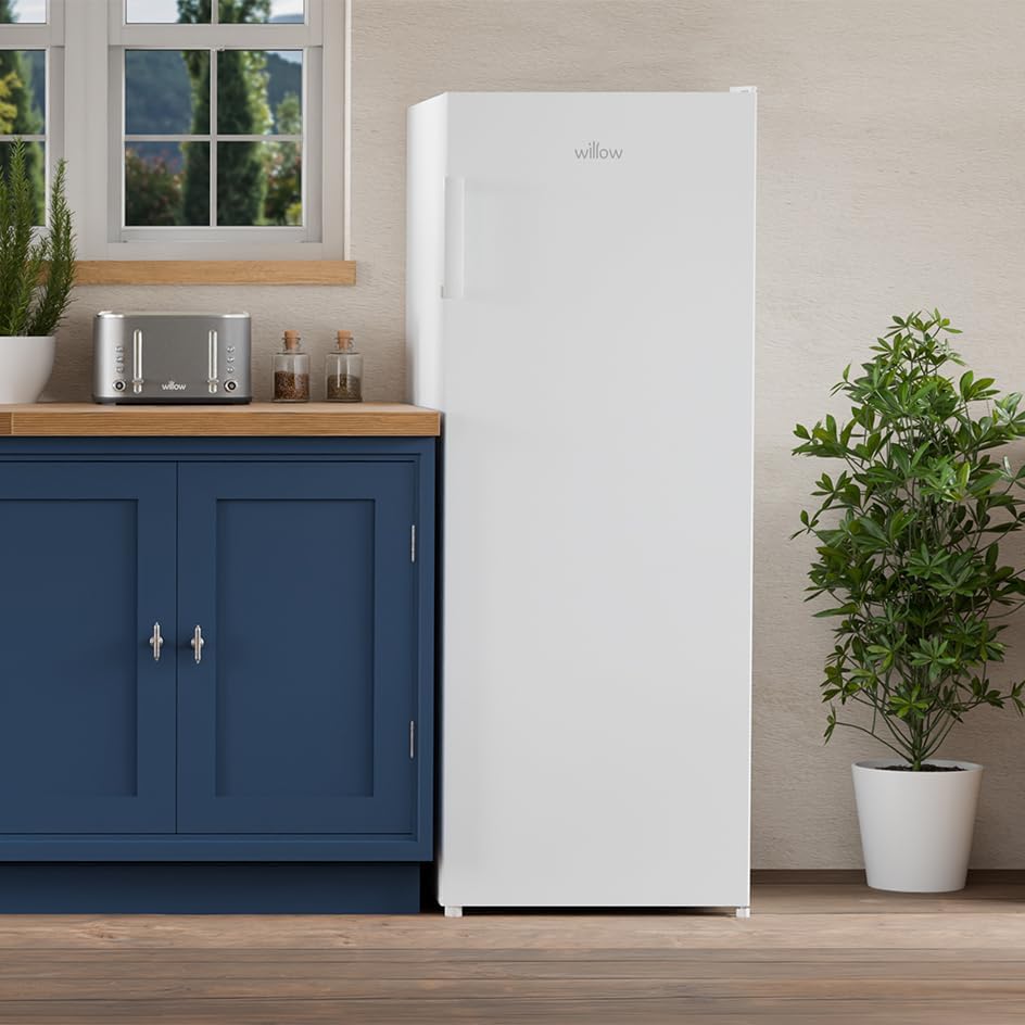 Willow WTF166W 166L Total No Frost Freestanding Tall Freezer 4* Rating Automatic Defrost Reversible Door Quiet White