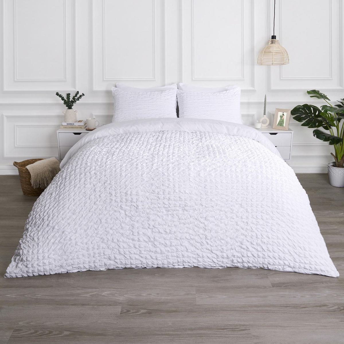 Luxury Seersucker Duvet Cover Set Geo Pillowcase Quilt Bedding Double King Size
