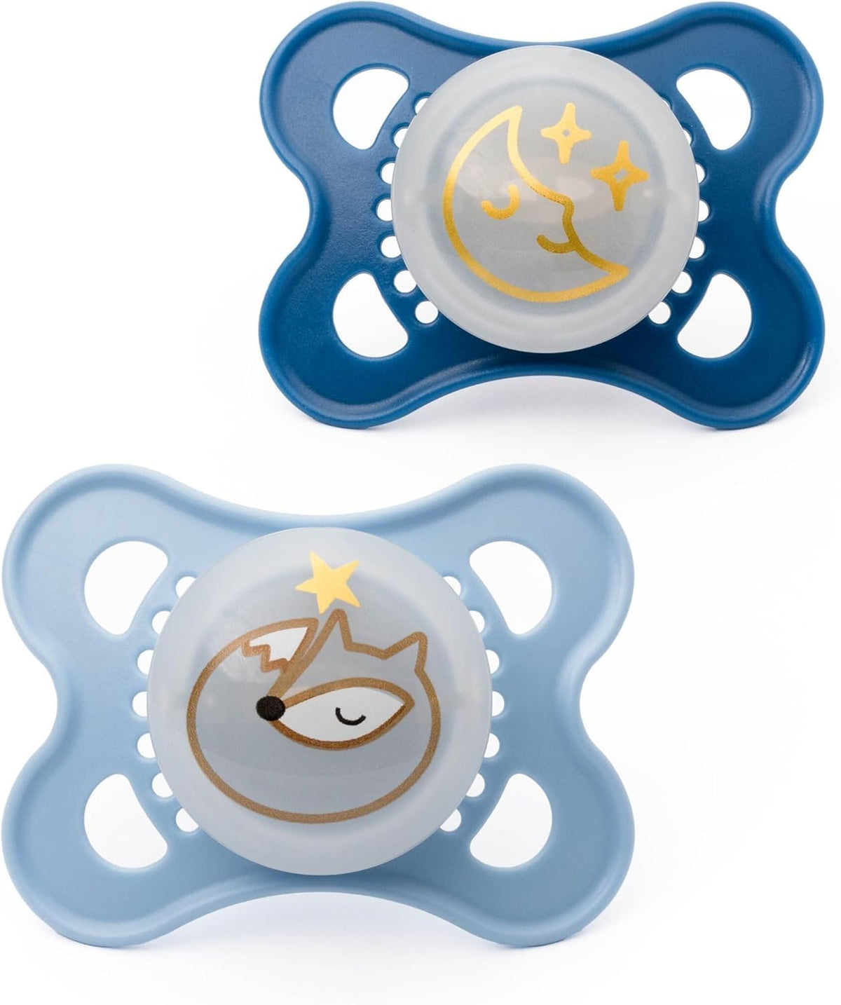 MAM Original Dummies, 0-6M, 2 Pack, Orthodontic Design, Blue/Cream