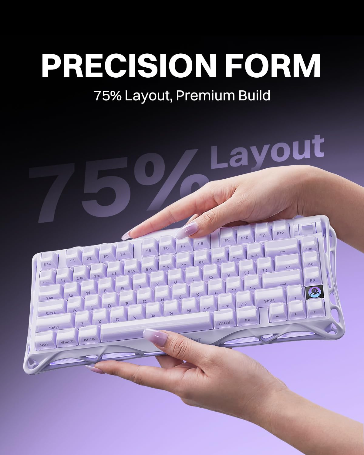 GravaStar Mercury K1 Mechanical Keyboard with Aluminium Frame, 75% Wireless Gaming Keyboard, Hot Swap Custom Keyboard with Button, Gasket, RGB Tri-Mode Keyboard, PBT Keycaps, 8000 mAh White