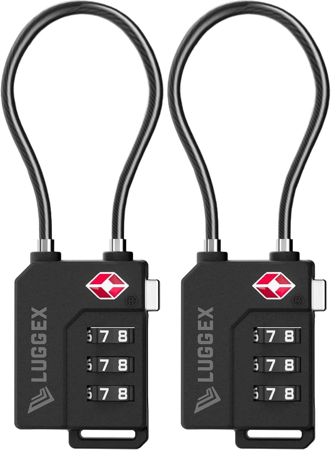 LUGGEX Suitcase Locks, Luggage Locks, TSA Approved Luggage Locks,Black,2