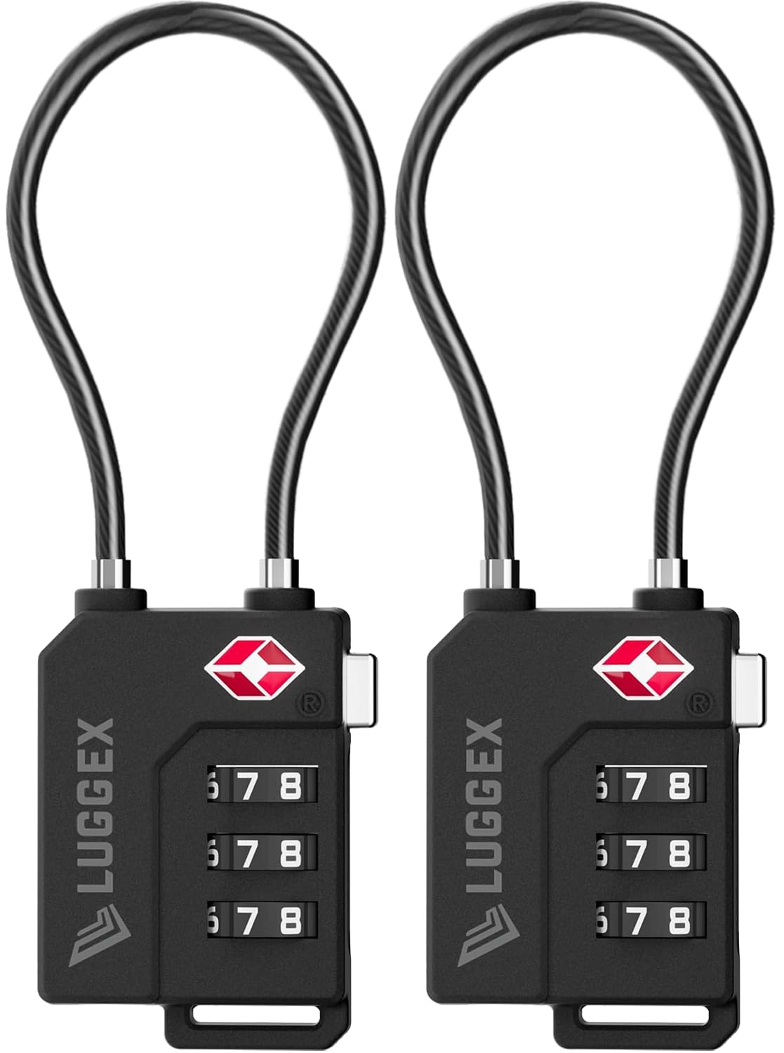 LUGGEX Suitcase Locks, Luggage Locks, TSA Approved Luggage Locks,Black,2