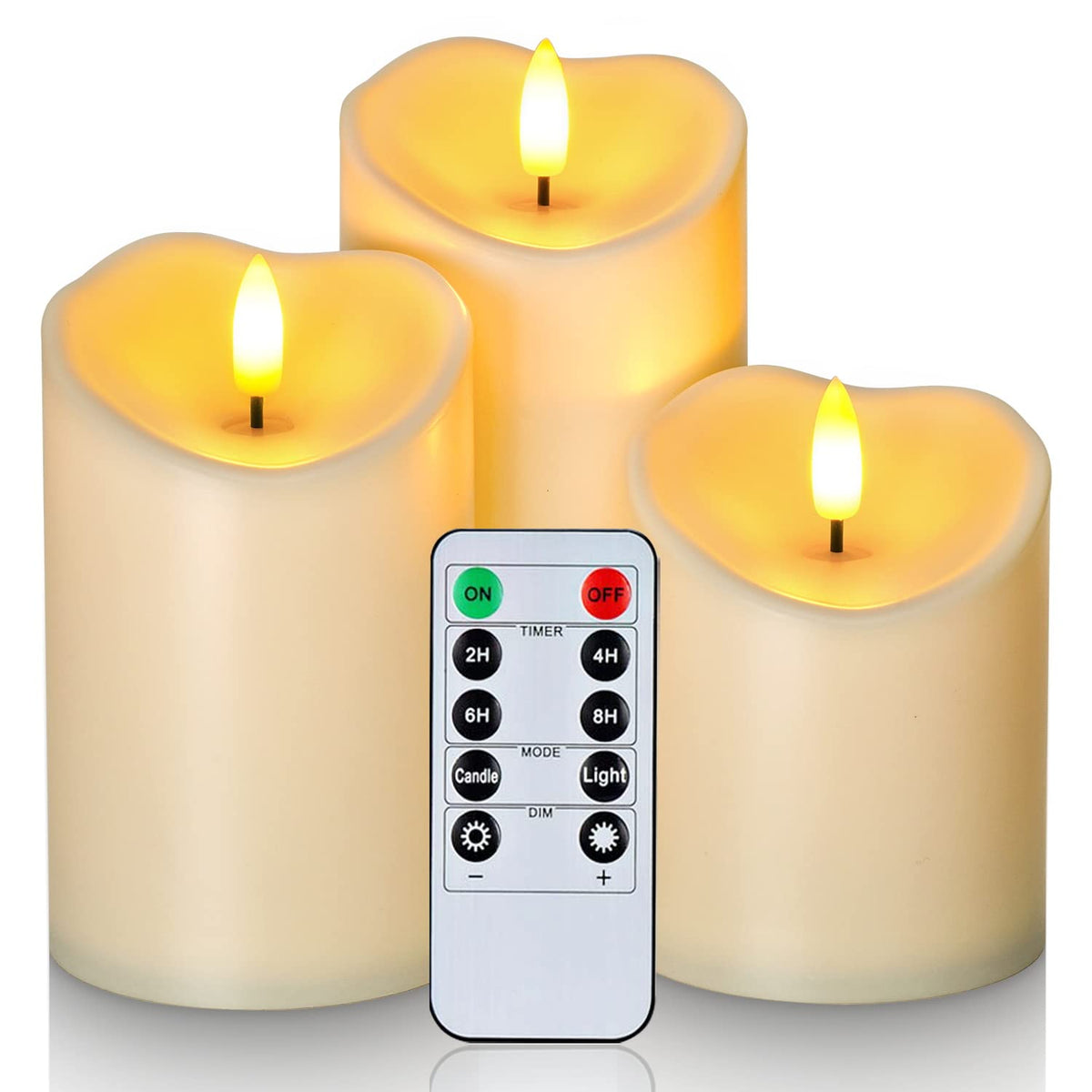 Homemory Outdoor Waterproof Flameless Candles, Dark Ivory, Set of 2, D 3"