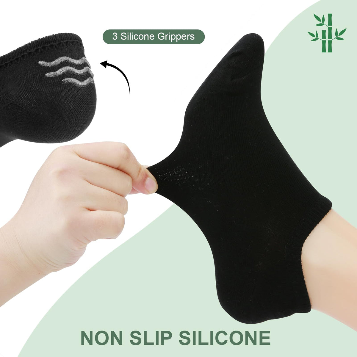 Niofind Bamboo Trainer Socks for Womens & Mens, 6 Pairs, Non Slip No Show