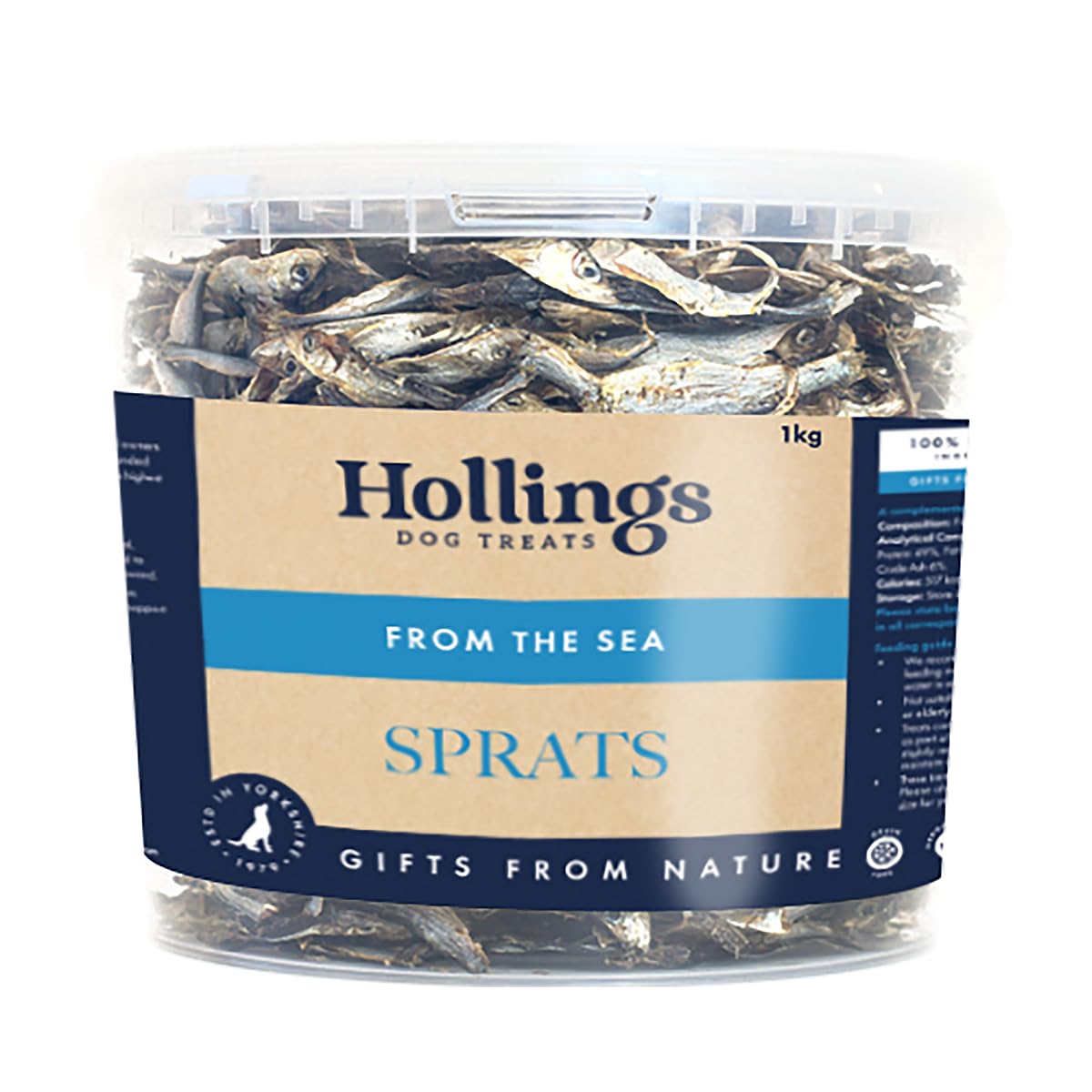 Hollings Sprats Dog Treats, 100% Natural with Fresh Fish Air Dried Treats for Dogs, Hypoallergenic and Grain Free 100g (Pack of 10)