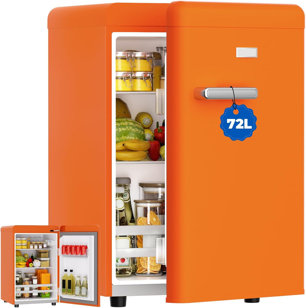LIKEEM Retro Mini Fridge 72L, 43dB Quiet, Vintage LED Cooler, 7 Temp