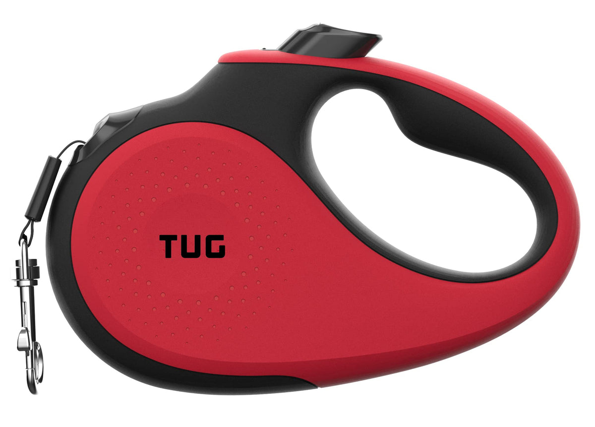 TUG 360° Tangle-Free Retractable Dog Lead for Up to 25 kg Dogs | 5 m Strong Nylon Tape | One-Handed Brake, Pause, Lock (Medium, White/Orange)