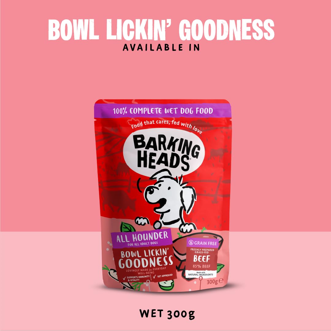 Barking Heads Adult Dog Food Wet Pouches Variety Pack Natural & Grain-Free with No Artificial Flavours Plus Added Vitamins & Minerals 6 x 300g