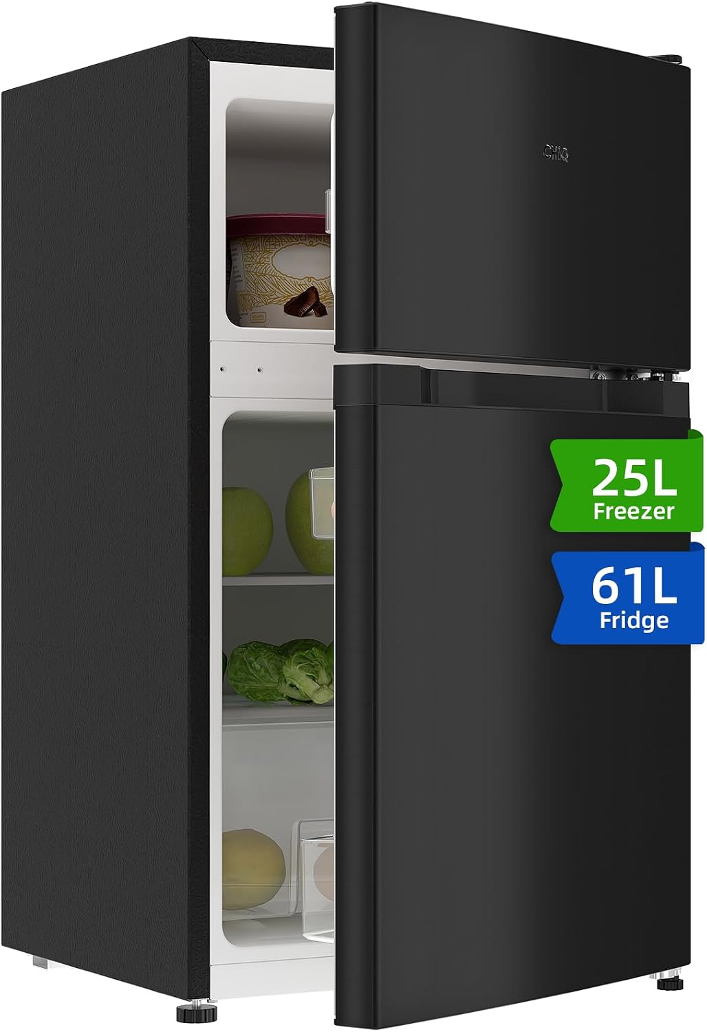 CHiQ 86L Compact Top Freezer Refrigerator with 85cm & LED Black