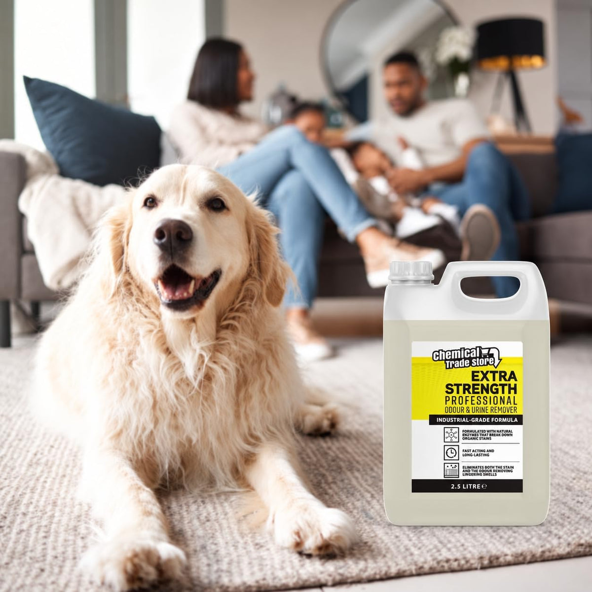 Enzyme Odour & Urine Remover 2.5L - Professional Pet Stain & Smell Eliminator - Safe for Carpets, Upholstery & Hard Floors