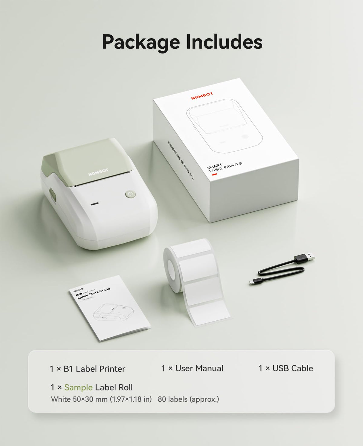 NIIMBOT B1 Label Maker Machine, 2 Inch Bluetooth Sticker Printer