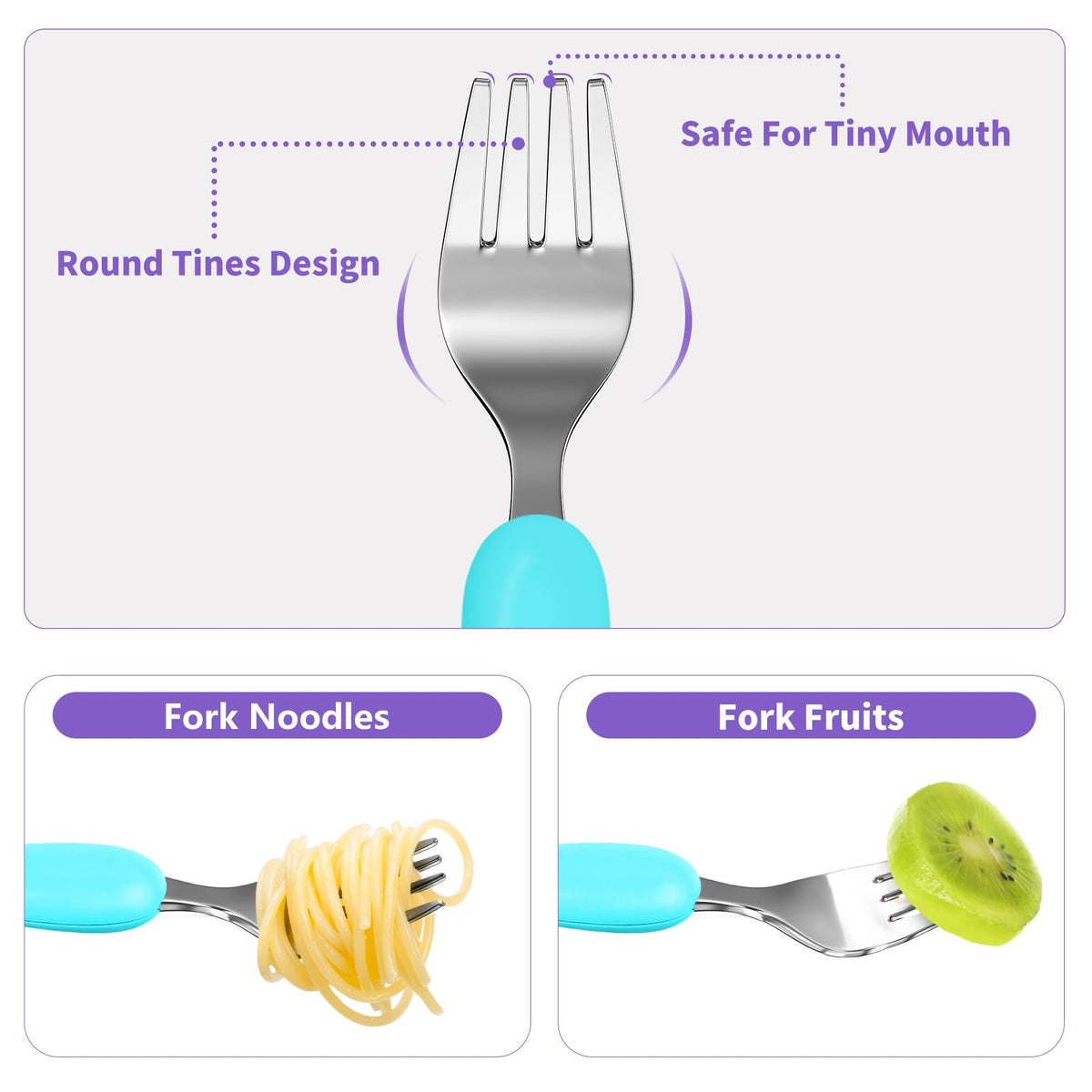 Lehoo Castle Stainless Steel Toddler Cutlery Set, 6-Piece Dinosaur Design