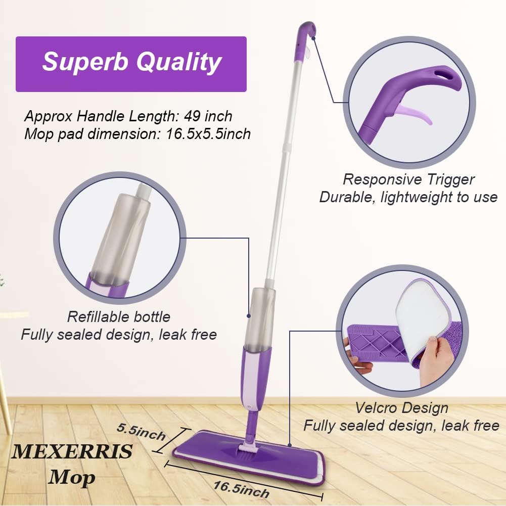 Spray Mop with 3 Washable Pads for Cleaning Floors: Microfibre Floor Mop