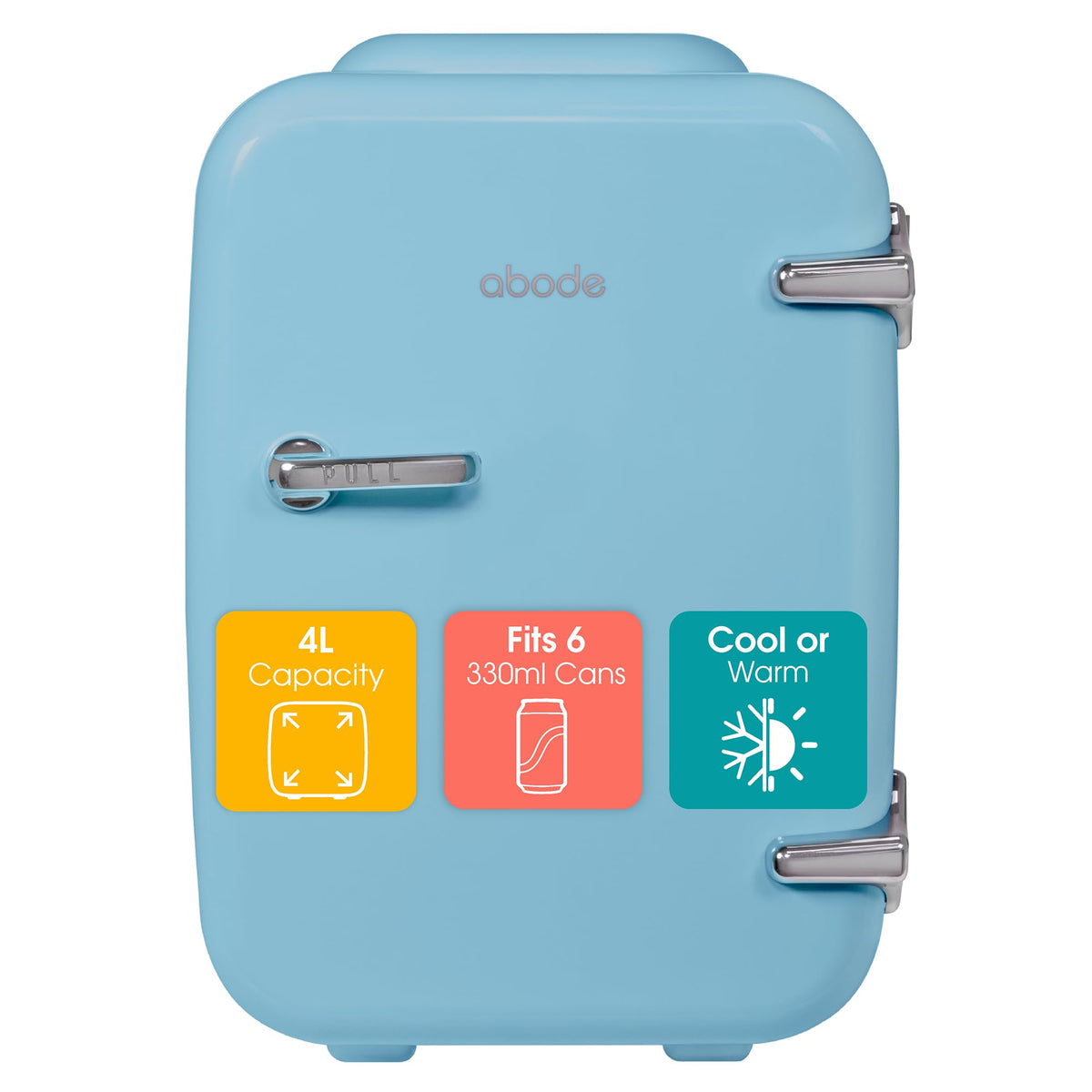 Abode Black Mini Fridge A4CLR201B 4L/6 Can Portable Thermoelectric Mini Cooler & Warmer for Drinks, Cosmetics/Makeup/Skincare, AC/DC Power, Retro Style, For Bedroom, Home, Caravan, Car