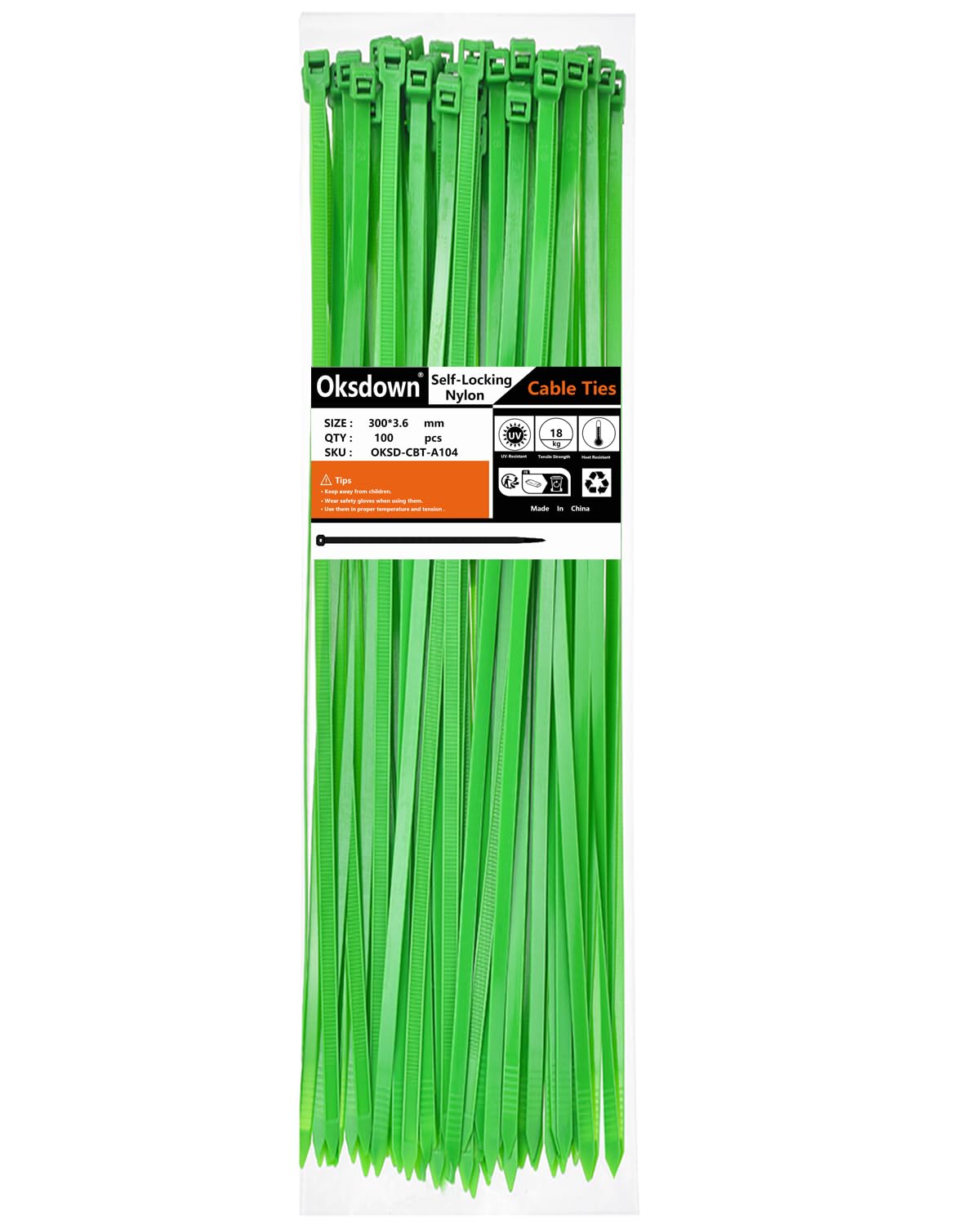 100 Pack Yellow Plastic Cable Ties 300mm×3.6mm Heavy Duty Strong Nylon Premium Self Locking 12 inch/30 cm Long Zip Tie Wraps