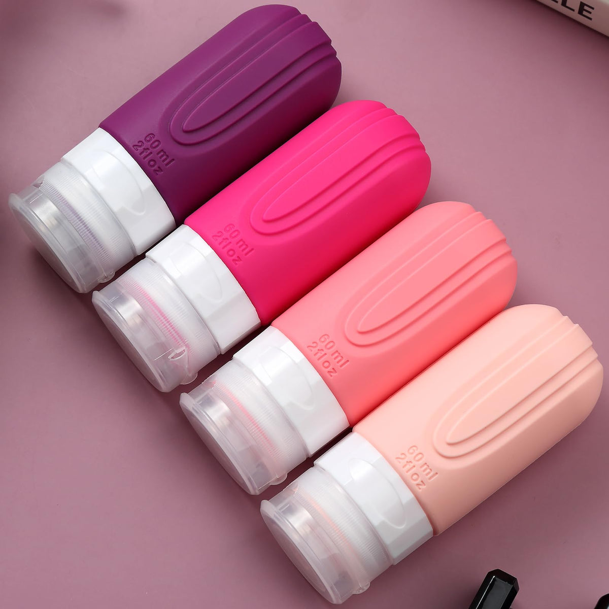 Mrsdry Travel Bottle for Toiletries, Leak Proof Silicone Travel Size 90ml Bottles Refillable Containers for Liquid Shampoo, BPA Free and TSA Approved Travel Accessories with Clear Bag (4 Pack)