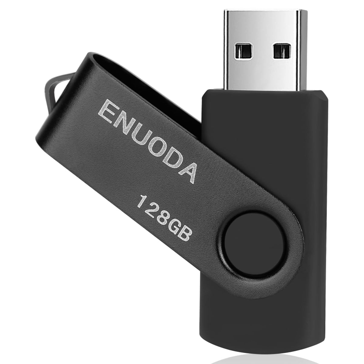 ENUODA Memory Stick 128GB USB 2.0 Flash Drives Swivel Design Storage Thumb Drive Pen Drive (Black)