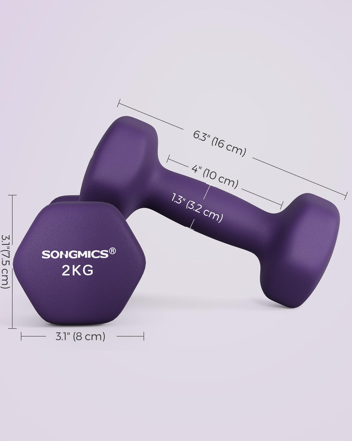 SONGMICS Set of 2 Hex Dumbbells with Neoprene Coating for Strength Training, Fitness, Home Workout