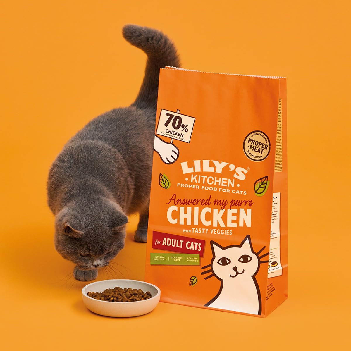 Lily’s Kitchen Chicken with Veggies, Complete, Adult Cat Dry Food (2kg), With Natural Ingredients, Grain-Free Recipe, Balanced Nutrition, Proper Kibble, Dry Cat Food Chicken