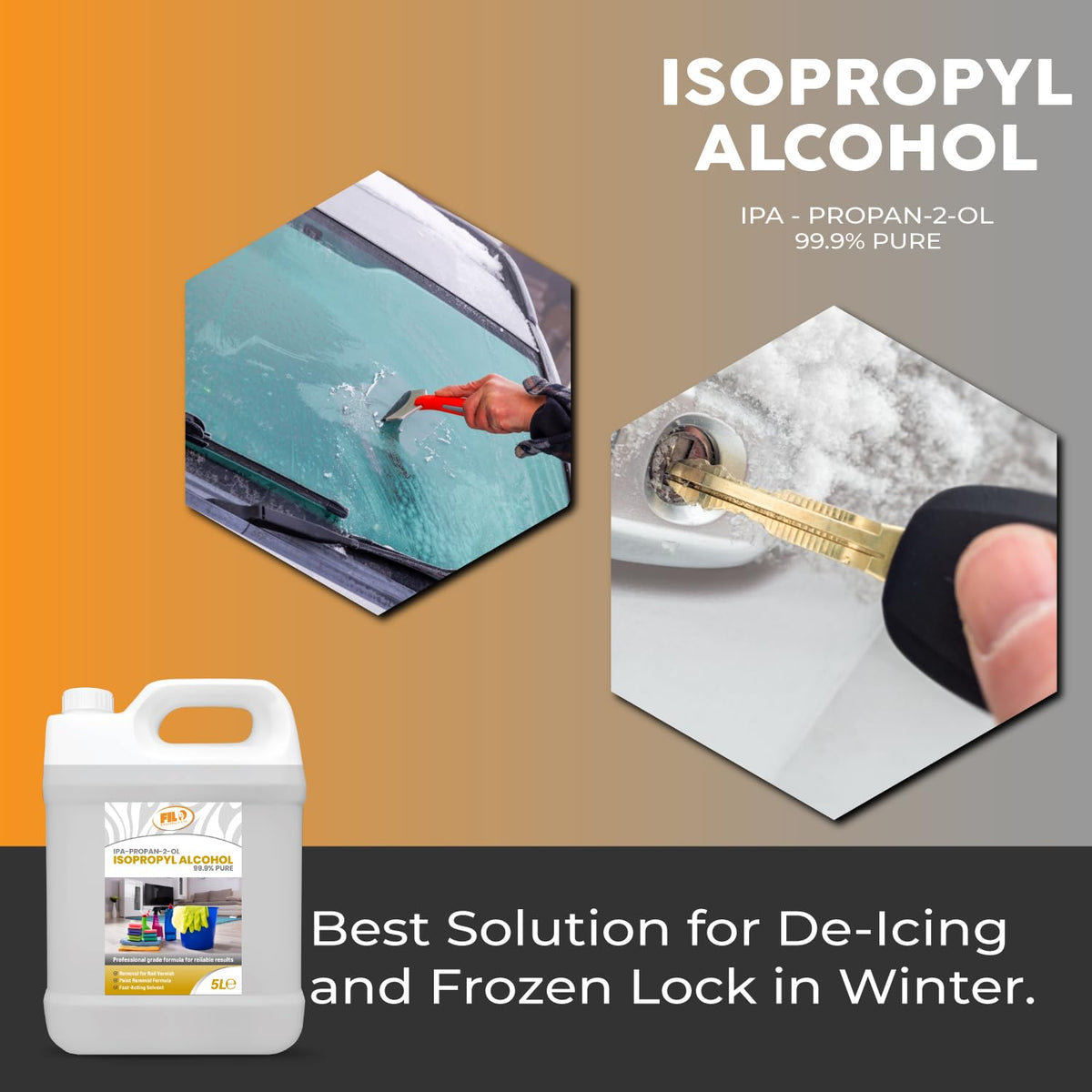 FILO Isopropyl Alcohol 99.9% Pure 1x 5L | Lab Grade IPA | Rubbing Alcohol for Cleaning and Disinfecting | Isopropanol Alcohol Solvent for Electronics, Windows, Glass, Appliances and More
