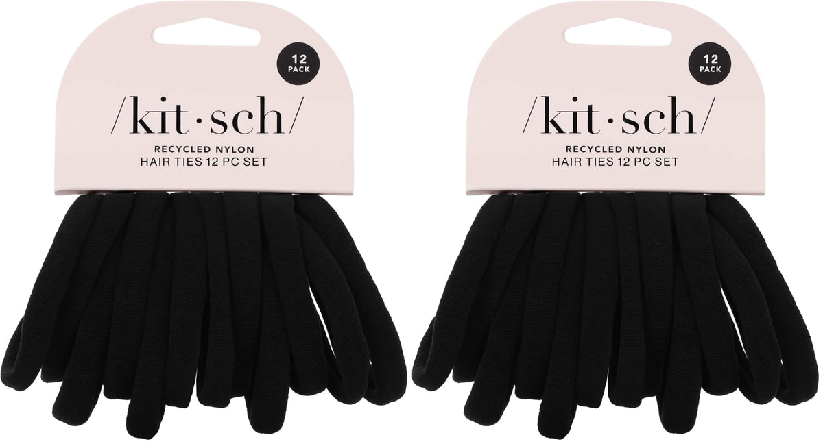 Kitsch Soft Nylon Hair Ties No Damage 6pcs - Black