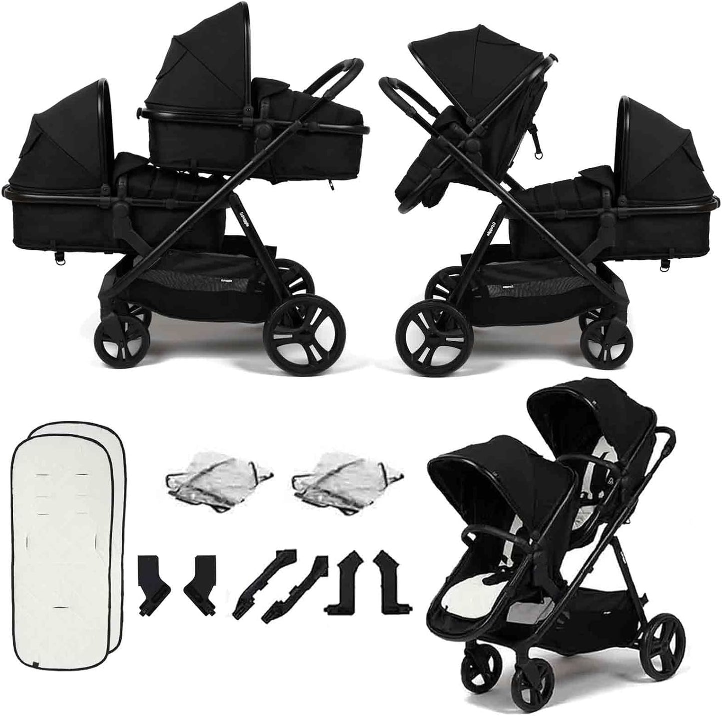 Puggle Memphis 2-in-1 Duo with Adaptors & Rain Covers - Midnight Black