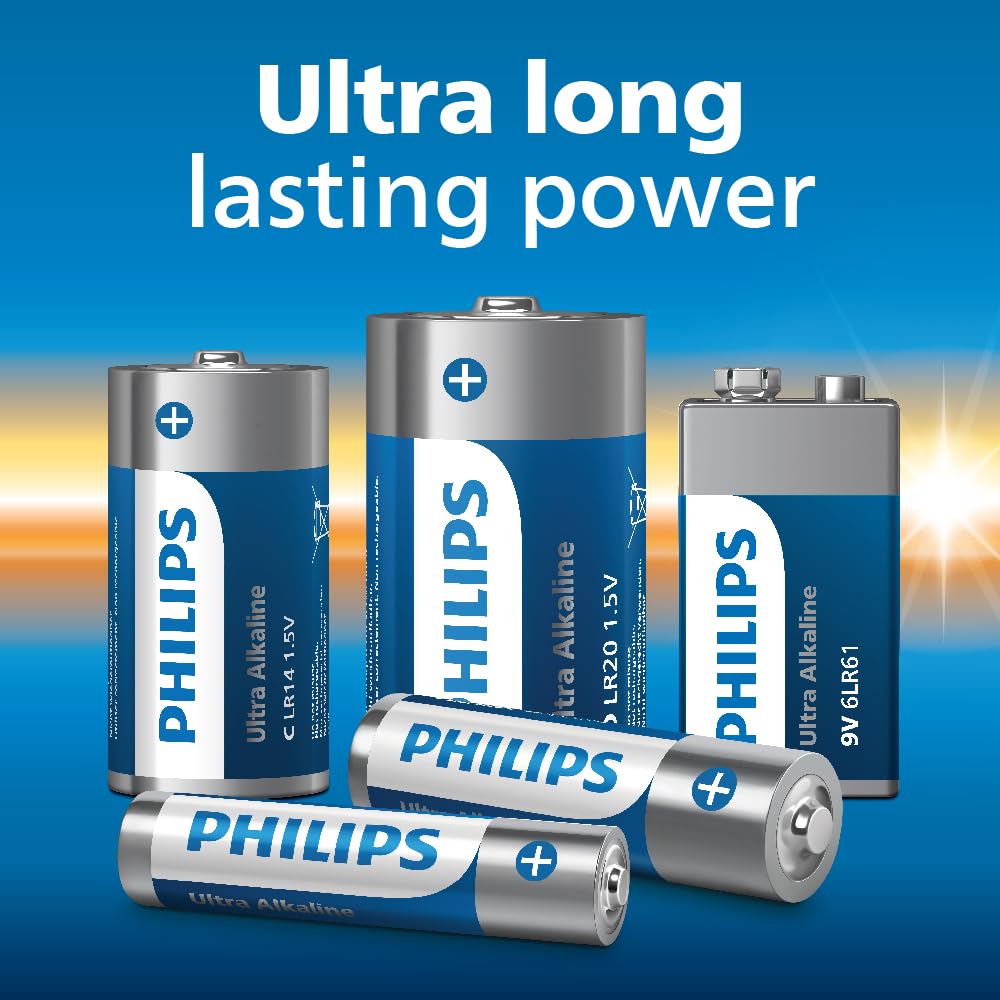 Philips Ultra AA Alkaline Batteries - Bulk Pack for High-Usage Devices and Offices, Pack of 100