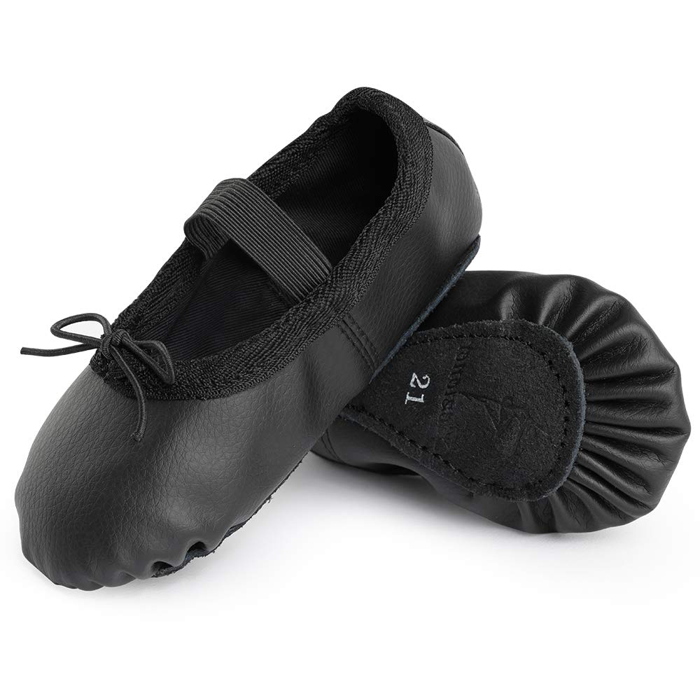 Bezioner Ballet Shoes Leather Ballet Flats Full Sole Dance Slippers for Girls Toddlers Women