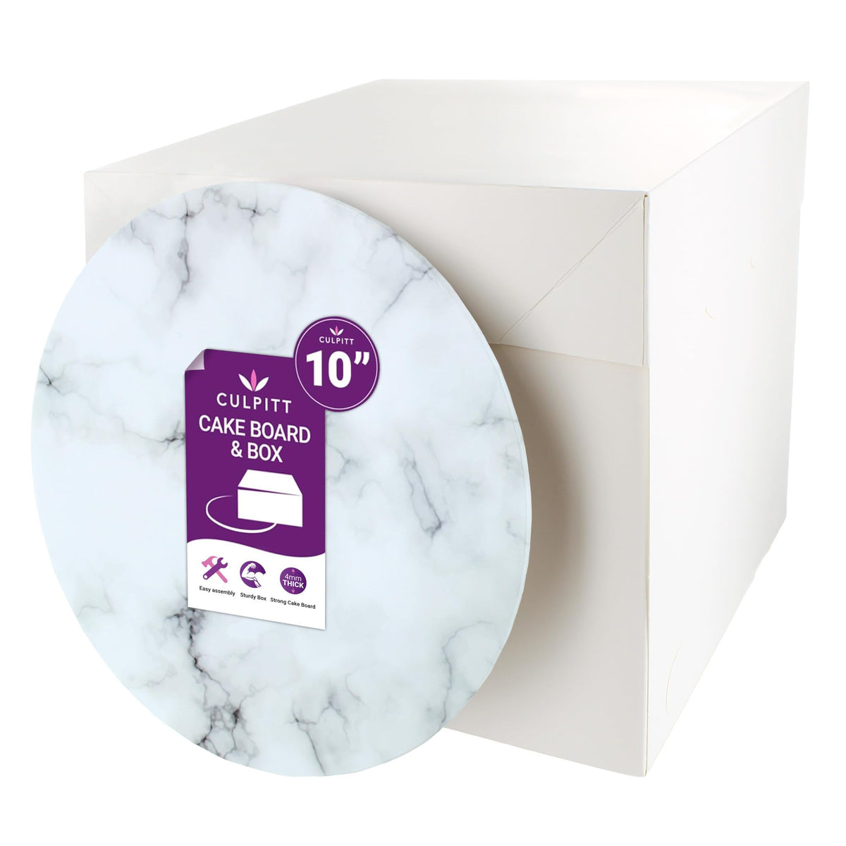 Culpitt 8" (20cm) Marble Print Masonite Board & Extra Tall Box Set