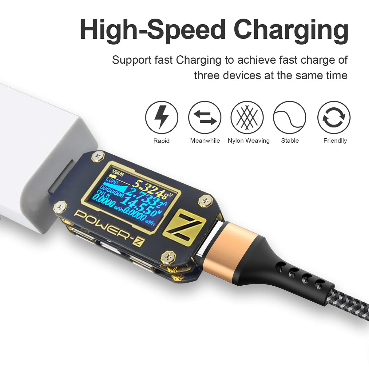 RAVIAD Multi Charger Cable, 3 in 1 Charger Cable 3A USB Fast Charging Cord