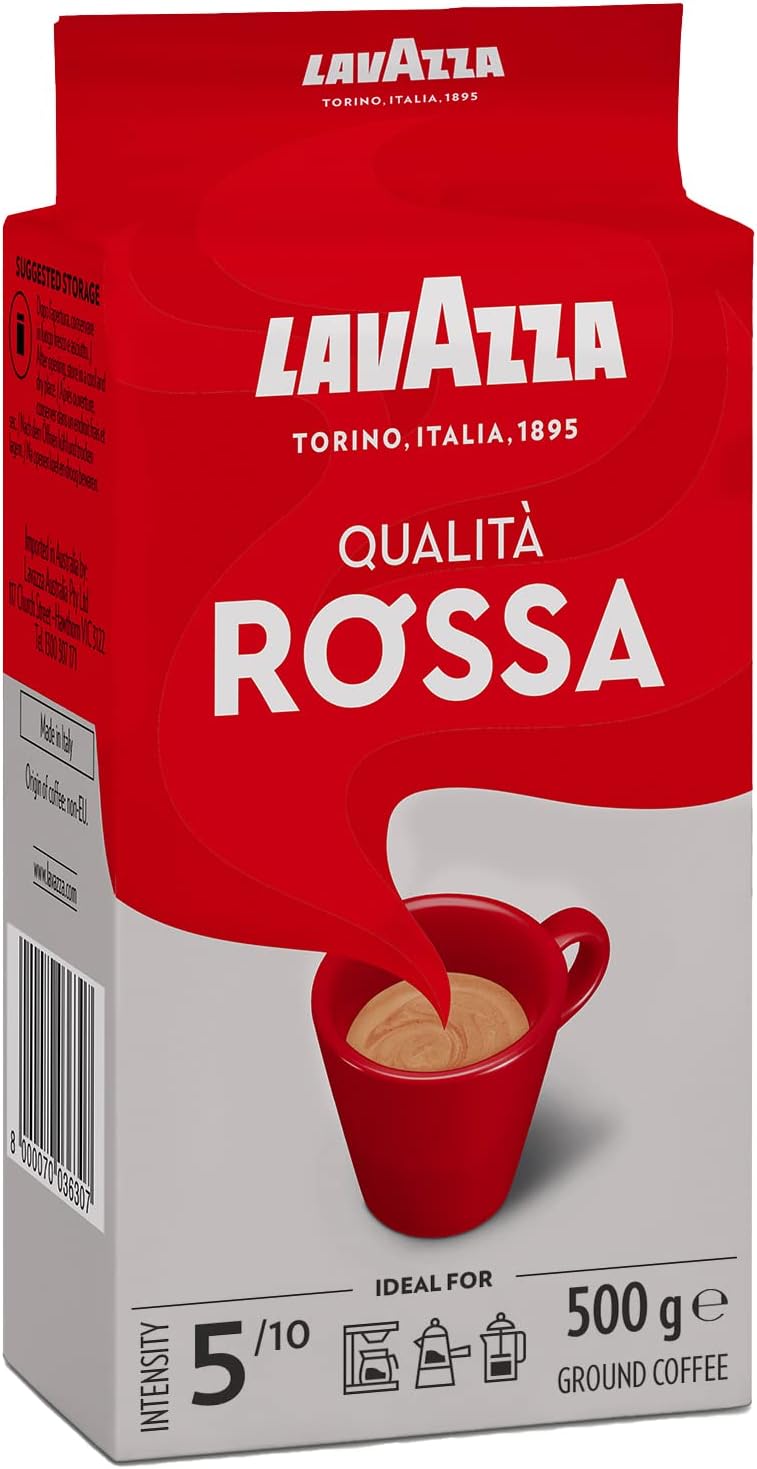 Lavazza Qualità Rossa, Ground Coffee Espresso 500 g (Pack of 2)