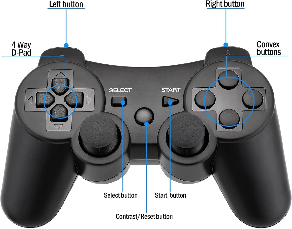 Diswoe Wireless Game Controller, Wireless Controller for P3 Double Shock Gaming Joystick 6-Achsen Bluetooth Gamepad Joystick with Charging Cable for P-3 gamepad for P3