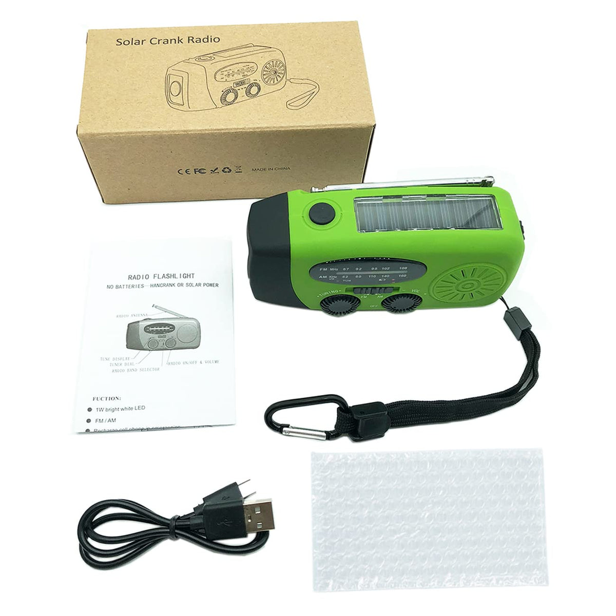 NNOOAADIO Wind Up Solar Hand Crank Radio, 2000mAh SOS Alarm for Camping