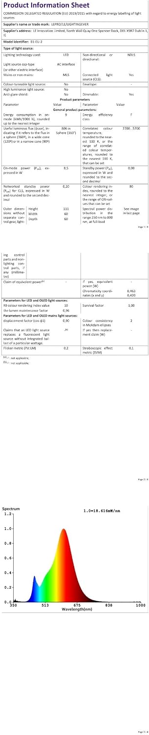 Lepro E27 Smart Bulbs, 806lm 8.5W, RGB Colour Changing, AI Lighting, 2 Pack