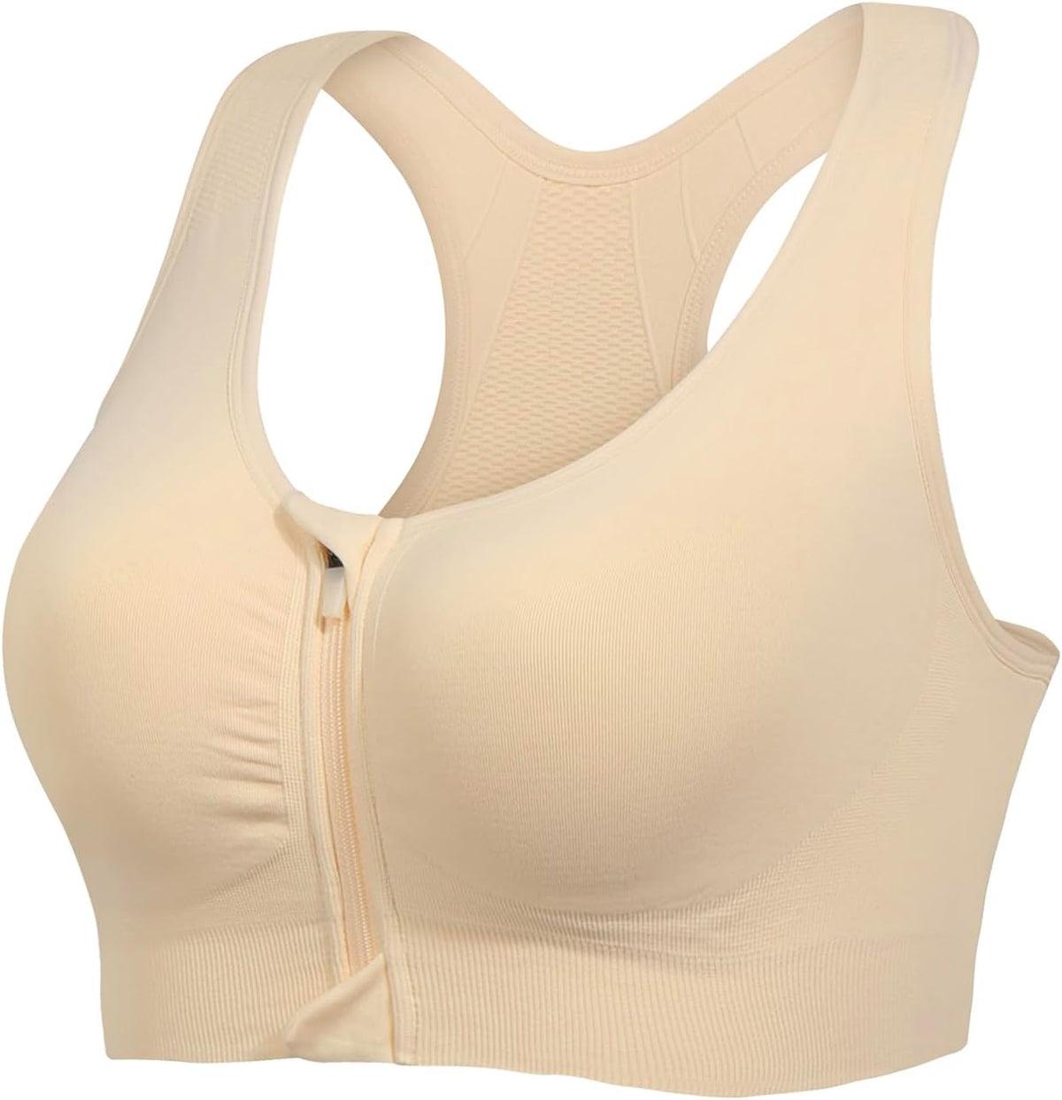Lemef Front Zipper Sports Bras High Impack Post Op Compression Bras for Women Post Surgery Wireless Racerback Yoga Bra
