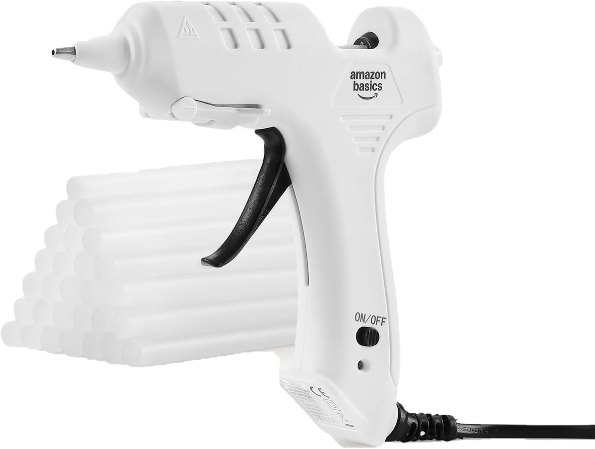 Amazon Basics Hot Glue Gun Kit with 30 Glue Sticks, 20w