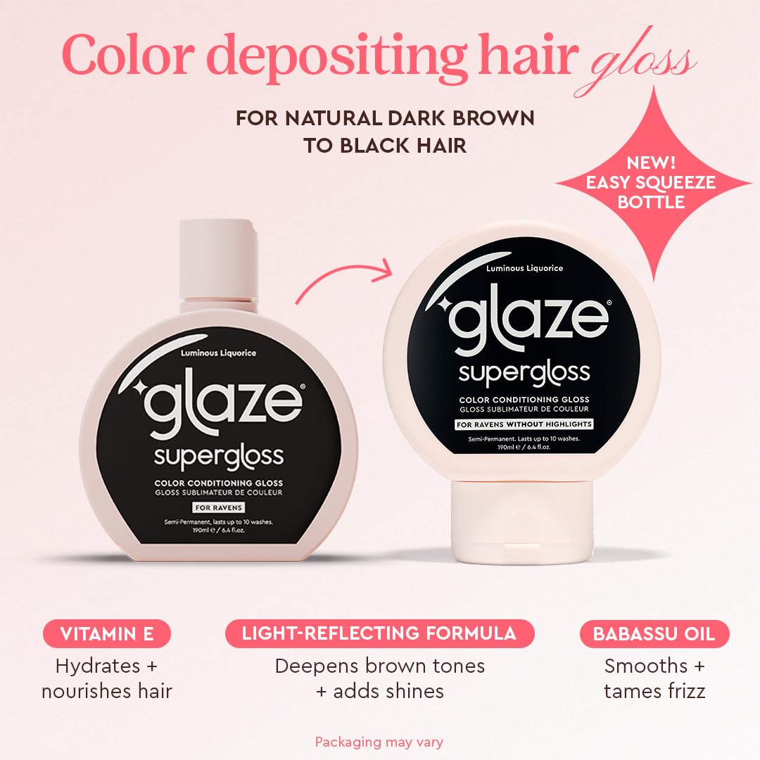 Glaze Supergloss Color Conditioning Gloss – Hydrating Semi-Permanent Colour Hair Gloss & Shine Boost – For Natural, Unbleached Dark Brown Hair – 190ml - Sleek Espresso