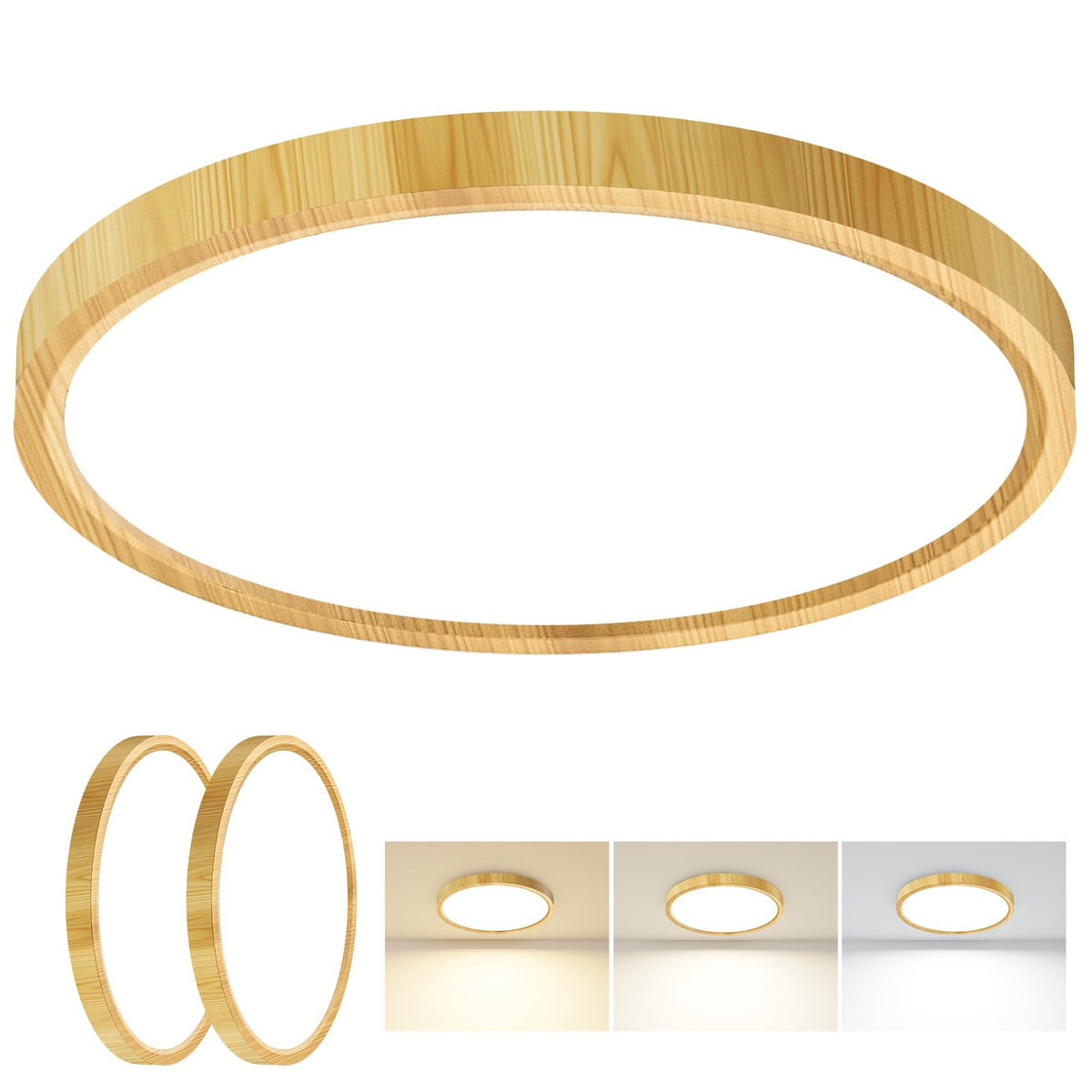 slochi Bathroom Light, 3000K/4000K/6500K 3 Color Temperature, Waterproof, Round, Modern, Flush Ceiling Light for Bathroom, Kitchen, Bedroom, Hallway and MoreØ18CM(Gold)