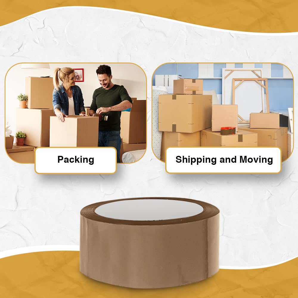 ARVO Brown Packing Tape 1 Roll with Low Noise (48mm x 60m) - Durable Parcel Tape for Packing Boxes, Secure Packaging for Moving House