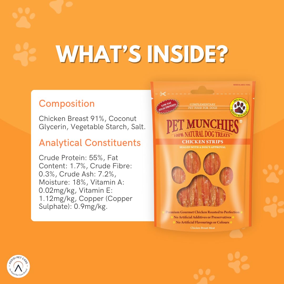 Pet Munchies Venison Strips Dog Treats, Premium Wheat Free Dog Chews with Natural Real Meat, Low in Fat and High in Protein 75g (Pack of 8)