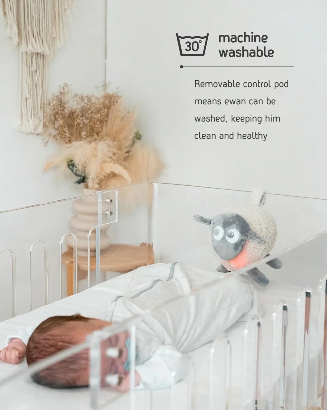 Sweet Dreamers, Rechargeable Ewan Deluxe, Grey | Baby & Infant Sleep Aid Gift | Cry Sensor & Nightlight | 10 Soothing White & Pink Noise Sounds | Continuous or Timer Playback | Machine Washable