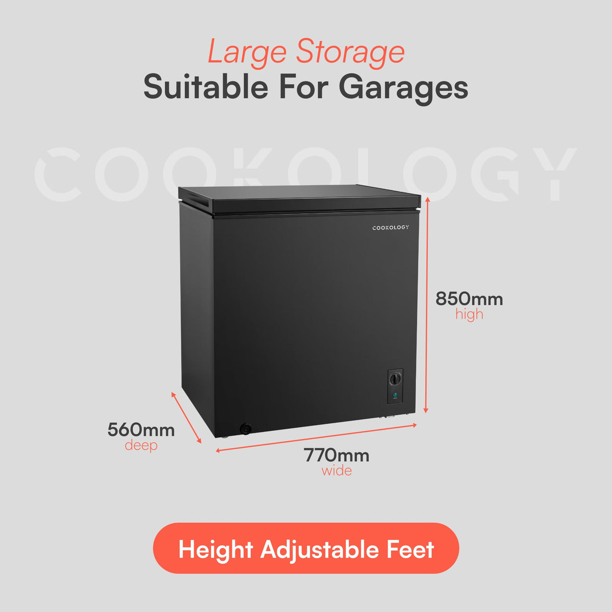 Cookology 99L Freestanding Chest Freezer - Adjustable Feet - White