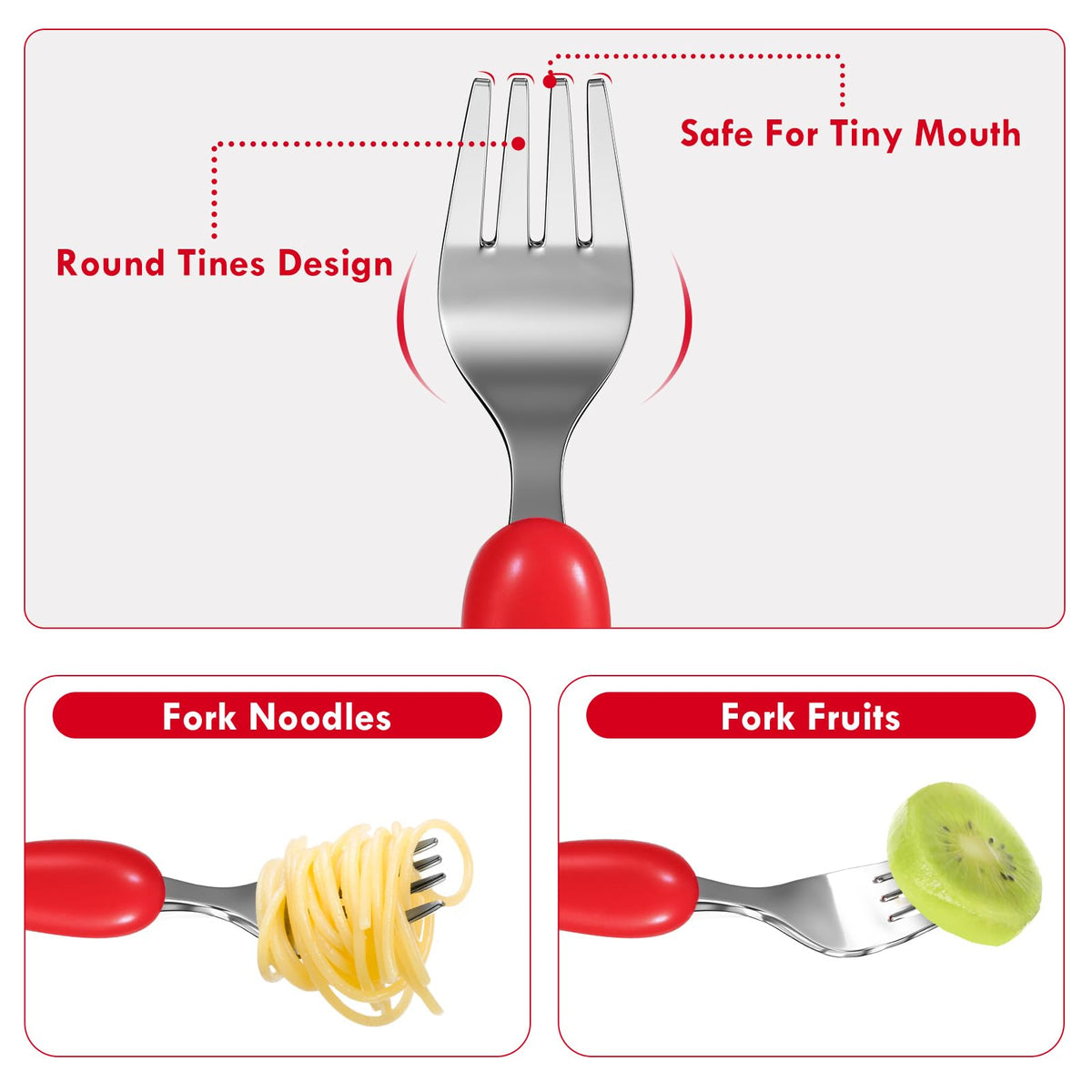 Lehoo Castle Stainless Steel Toddler Cutlery Set, 6-Piece Dinosaur Design